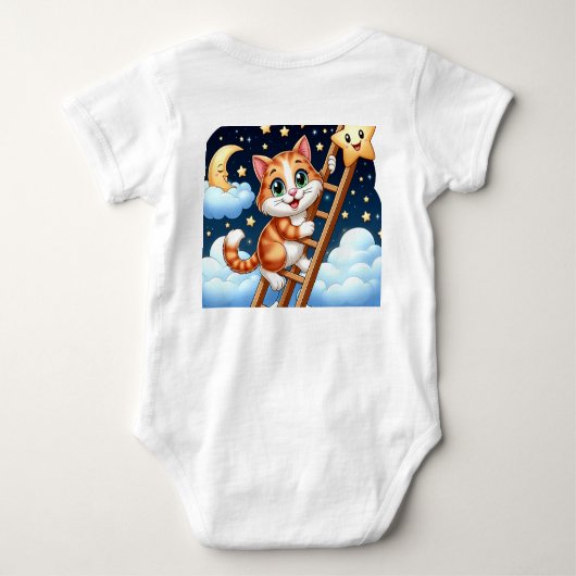 Schattige Kat beklimt maanladder Romper (Achterkant)