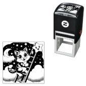 Schattige Kat beklimt maanladder Zelfinktende Stempel (In situ)