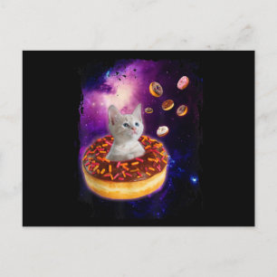 Schattige Kat Binnen Donut In De Ruimte Kattenlief Briefkaart