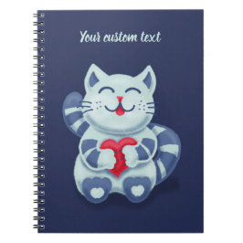 Schattige Kat Blauwe Valentijn Kinderen Notitieboek