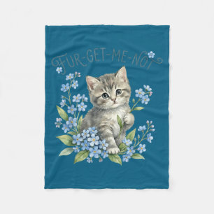 Schattige kat & bloemen fur-get-me-not cadeau vrou fleece deken