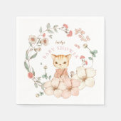  Schattige Kat Blush Bloemen Meisje Baby shower Servet (Voorkant)