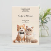 Schattige kat bruid en bruidegom Blush Roze Bloemi Kaart (Staand voorkant)