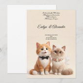 Schattige kat bruid en bruidegom Blush Roze Bloemi Kaart (Voorkant / Achterkant)