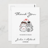 Schattige Kat Bruid en Bruidegom Huwelijk Bedankt  Briefkaart (Voorkant / Achterkant)