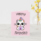 Schattige kat cadeau verjaardags kaart (Gele Bloem)