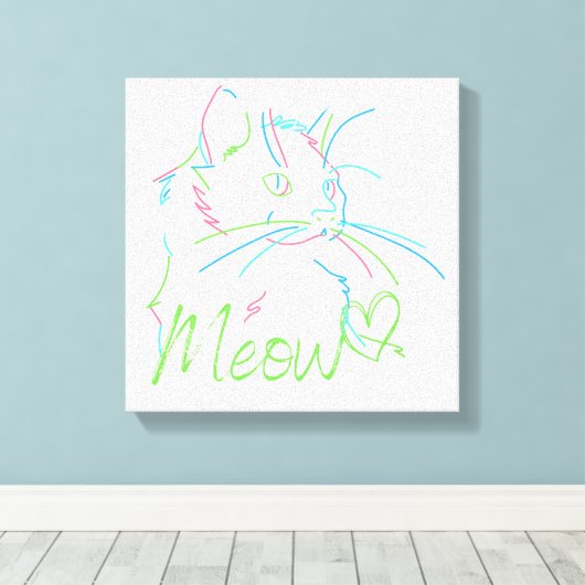 schattige kat canvas afdruk (Insitu (Houten vloer))