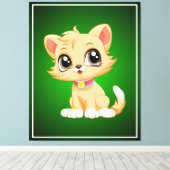 Schattige kat Cartoon Canvas Afdruk (Insitu (Houten vloer))