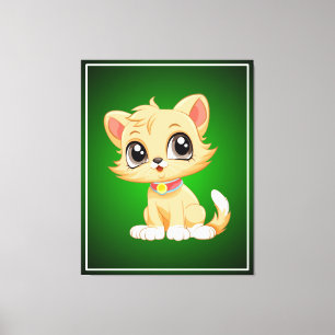Schattige kat Cartoon Canvas Afdruk