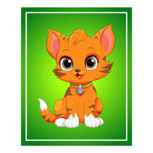 Schattige kat Cartoon Foto Afdruk