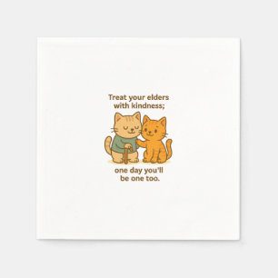 Schattige kat cartoon ouderen inspirerende quote servet