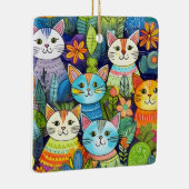 Schattige kat Cartoon Patroon Keramisch Ornament (Rechts)