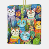Schattige kat Cartoon Patroon Keramisch Ornament (Links)