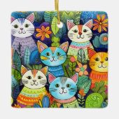 Schattige kat Cartoon Patroon Keramisch Ornament (Voorkant)
