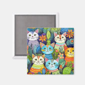 Schattige kat Cartoon Patroon Magneet (Voorkant / Achterkant)