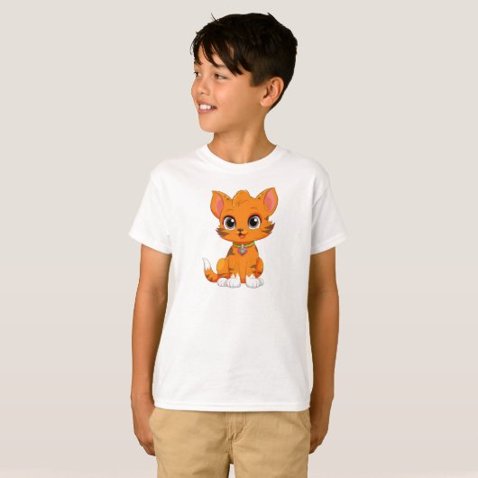 Schattige kat Cartoon T-shirt (Voorkant volledig)