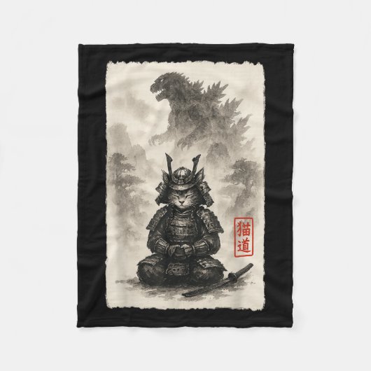 Schattige Kat Catzilla Angry Kaiju Anime Kattenmon Fleece Deken (Voorkant)