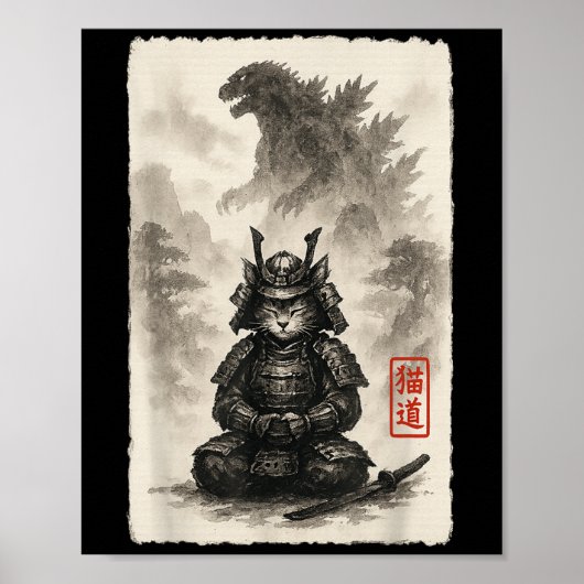 Schattige Kat Catzilla Angry Kaiju Anime Kattenmon Poster (Voorkant)