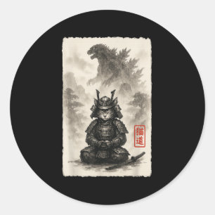 Schattige Kat Catzilla Angry Kaiju Anime Kattenmon Ronde Sticker