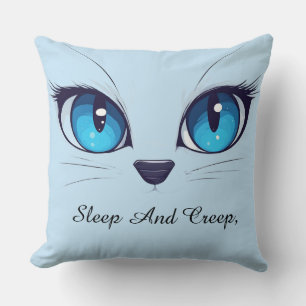 Schattige kat close-up blauwe ogen kitty illustrat kussen
