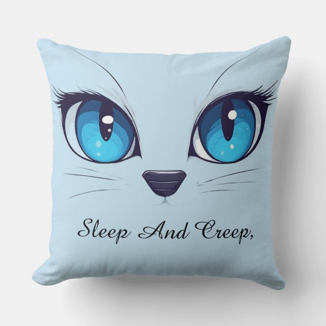 Schattige kat close-up blauwe ogen kitty illustrat kussen (Voorkant)