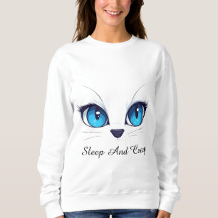 Schattige kat close-up blauwe ogen kitty Illustrat Trui