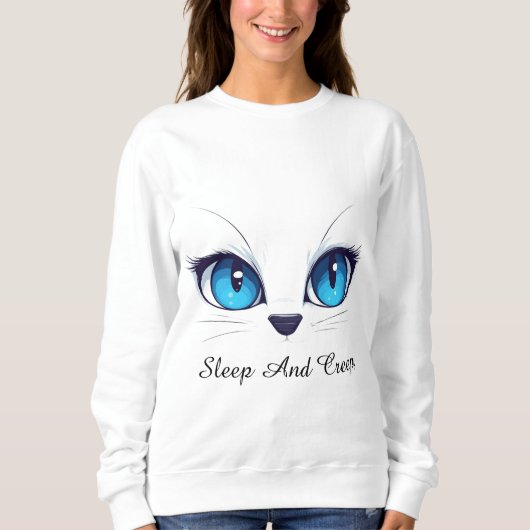 Schattige kat close-up blauwe ogen kitty Illustrat Trui (Voorkant)