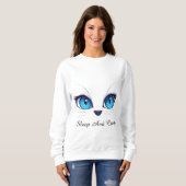 Schattige kat close-up blauwe ogen kitty Illustrat Trui (Voorkant volledig)
