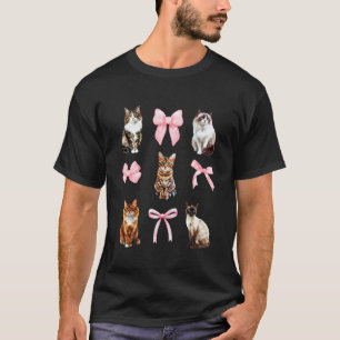 Schattige Kat Coquette en Roze Strikken voor Kat L T-shirt