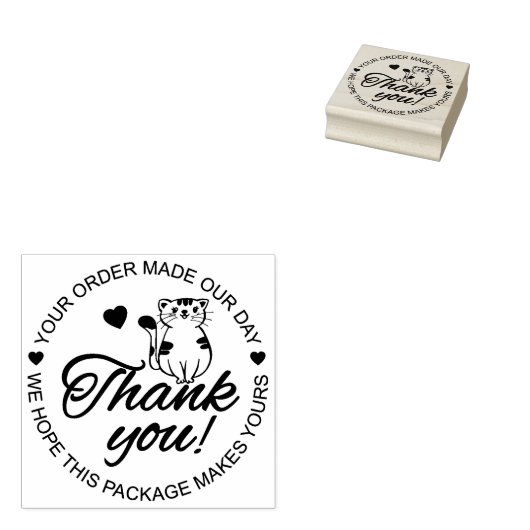 Schattige Kat Dank Je  Rubberstempel (Gestempeld)