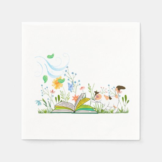 Schattige Kat dat een boek leest. Servet (Voorkant)