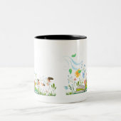 Schattige Kat dat een boek leest. Tweekleurige Koffiemok (Center)