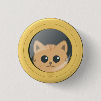 Schattige kat die door de patrijspoort van een boo ronde button 3,2 cm