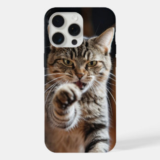 Schattige kat die een stomp uitdeelt iPhone 15 pro max case