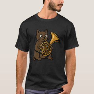 Schattige kat die Franse hoorn speelt Musicus Muzi T-shirt