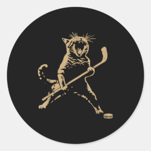 Schattige kat die ijshockey speelt Geliefde speler Ronde Sticker