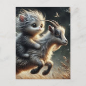 Schattige kat die op een geit rijdt briefkaart (Voorkant)