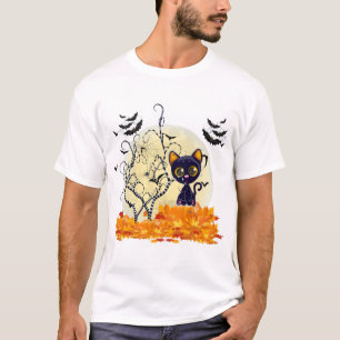 Schattige kat die op Halloween wacht T-shirt
