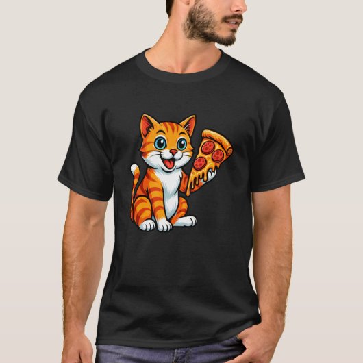 Schattige kat die pizza eet t-shirt (Voorkant)