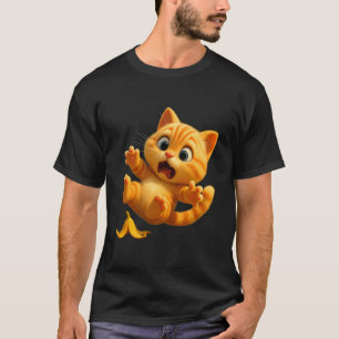 Schattige kat die uitglijdt op een banaan, aanbidd t-shirt