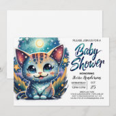 Schattige Kat Digitaal Baby shower Kaart (Voorkant / Achterkant)