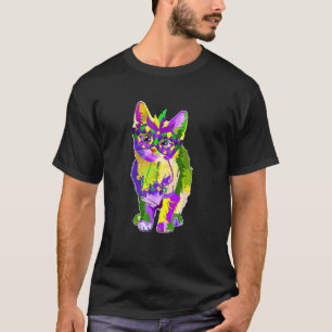 Schattige kat draagt carnavalsmasker Mardi Gras ka T-shirt