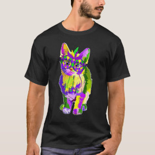Schattige kat draagt carnavalsmasker Mardi Gras ka T-shirt