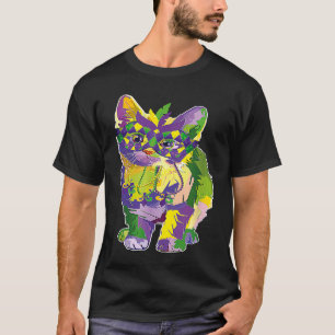 Schattige kat draagt carnavalsmasker Mardi Gras ka T-shirt