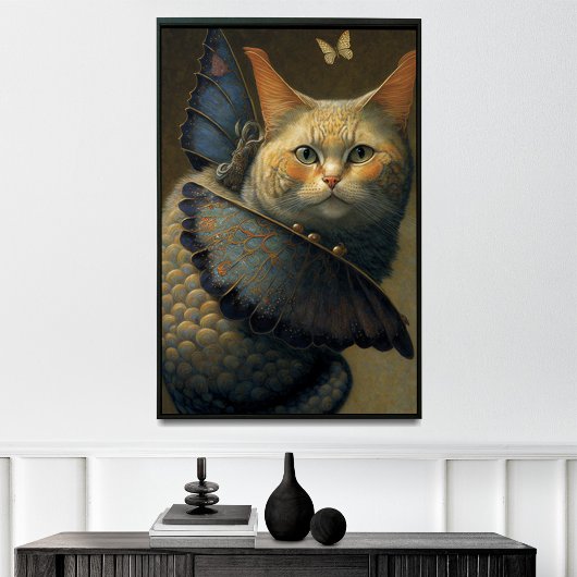 Schattige kat draak met vlindervleugels poster