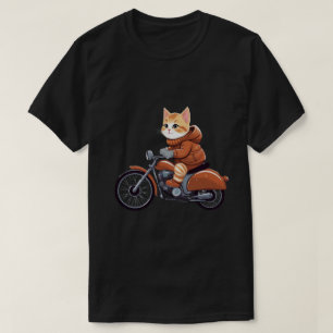 schattige kat dragen winter kleding drive motorfie t-shirt