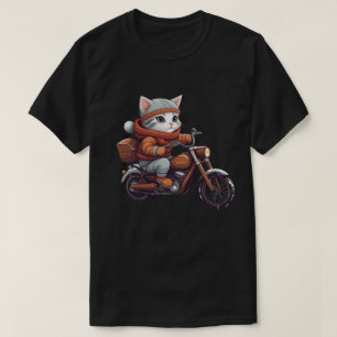schattige kat dragen winter kleding drive motorfie t-shirt