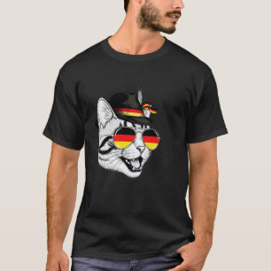 Schattige Kat Duitse Vlag Oktoberfest Trots Duitsl T-shirt
