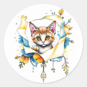 Schattige kat: een Gesponnen-perfect ontwerp van s Ronde Sticker