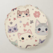 Schattige Kat eenvoudige huisdier kitten Patroon F Rond Kussen (Achterkant)